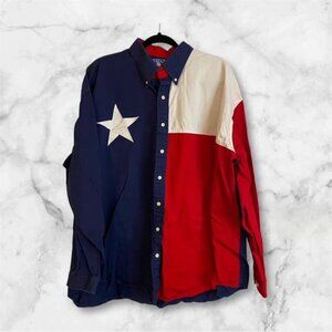 Texas Cotton Made in USA Texas Flag Long Sleeve Button Up Shirt Size 2XL